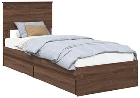 vidaXL Κρεβάτι Αποθήκης Καφέ δρυς 75 x 190 cm Επεξεργασμένο ξύλο