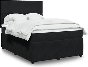 vidaXL Κρεβάτι Boxspring με Στρώμα Μαύρο 140x190 εκ. Βελούδινο