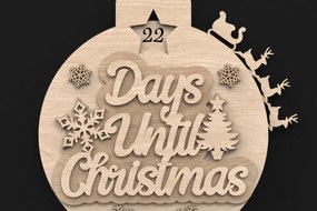 Σετ των 2 Intra απο ξύλο plywood 3mm-4mm πάχος Χριστουγεννιάτικη Αντίστροφη μέτρηση Μπιχλιμπίδι Δίασταση 15x15 cm INTRAFABR-91430407