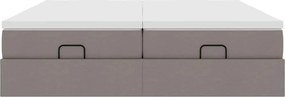 vidaXL Οθωμανικό κρεβάτι με στρώματα Taupe 200x200cm ύφασμα