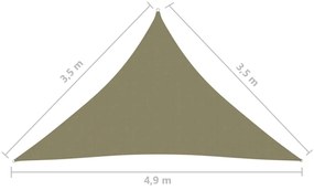 Πανί Σκίασης Τρίγωνο Μπεζ 3,5 x 3,5 x 4,9 μ. από Ύφασμα Oxford - Μπεζ