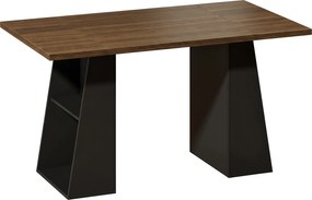 Γραφείο με 4 ανοιχτά ράφια, industrial design, 140 cm, καφέ-μαύρο