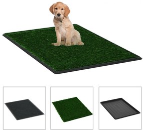 vidaXL Τουαλέτα για Κατοικίδιο Πράσινη 74x51x3 εκ. με Δίσκο/Συνθ. Χλόη