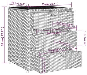 Ντουλάπι Αποθήκευσης Κήπου Γκρι 55x59x69 εκ. Συνθετικό Ρατάν - Γκρι