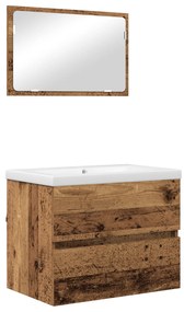 vidaXL Σετ Επίπλων Μπάνιου 3 pcs Παλιό ξύλο 60 x 38.5 x 45 cm
