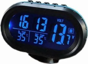 VST-7009V Ψηφιακό Βολτόμετρο / Θερμόμετρο / Ρολόι Αυτοκινήτου 9.2x6.5x2.5cm Μαύρο/Μπλε