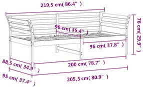 Καναπές Κρεβάτι Χωρίς Στρώμα Καφέ 90x200 εκ. Μασίφ Ξύλο Πεύκου - Καφέ