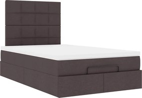 vidaXL Ottoman Κρεβάτι με Στρώμα Σκούρο Καφέ 120x200cm Ύφασμα