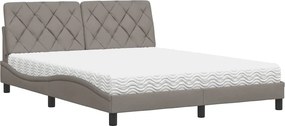 vidaXL Κρεβάτι με Στρώμα Taupe 160x200 εκ. Υφασμάτινο