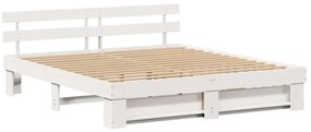 vidaXL Σκελετός Κρεβατιού Λευκό 200 x 200 cm Μασίφ ξύλο πεύκου