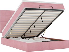 vidaXL Οθωμανικό κρεβάτι με στρώματα Ροζ 140x190cm Βελούδο