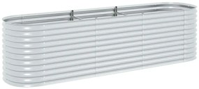vidaXL Ζαρντινιέρα Υπερυψωμένη Ασημί 320x80x81 εκ. Γαλβανισμ. Χάλυβας