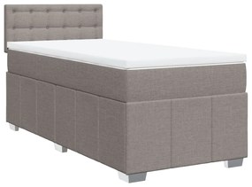 Κρεβάτι Boxspring με Στρώμα Taupe 100 x 200 εκ. Υφασμάτινο - Μπεζ-Γκρι