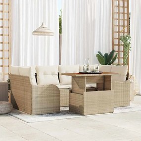 vidaXL Σετ Καναπέ Κήπου με αποθήκευση 7 pcs Μπεζ Πολυ ράταν