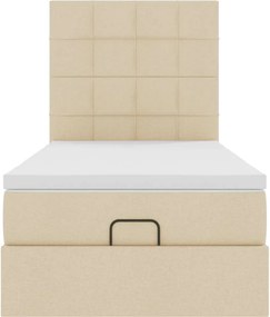 vidaXL Οθωμανικό κρεβάτι με στρώμα Cream 100x200cm ύφασμα