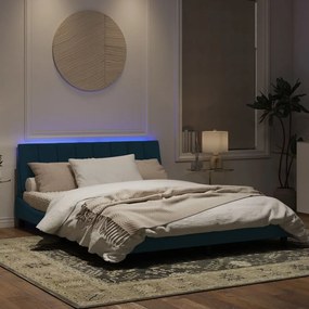 Πλαίσιο Κρεβατιού με LED Μπλε 160x200 εκ. Βελούδινο - Μπλε