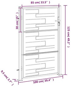 Πόρτα Περίφραξης Κήπου 100 x 125 εκ. από Ανοξείδωτο Ατσάλι - Ασήμι