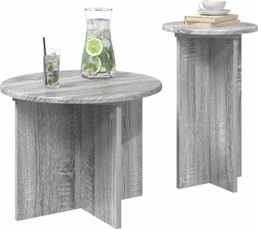 vidaXL Σετ βοηθητικά τραπεζάκια 2 τεμ. Γκρι Sonoma Ø 45 x 35 cm