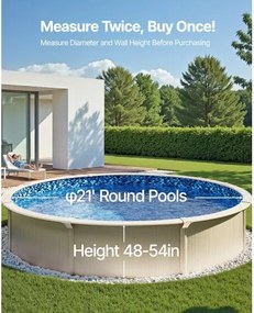 VEVOR Round Pool Liner 21ft Overlap Style Pool Liner 54in Wall Height