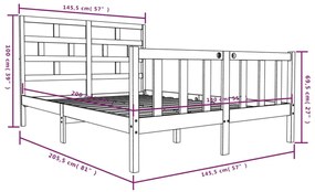 Πλαίσιο Κρεβατιού Μαύρο 140 x 200 εκ. από Μασίφ Ξύλο Πεύκου - Μαύρο