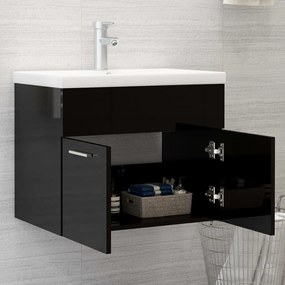 vidaXL Ντουλάπι Νιπτήρα Γυαλιστερό Μαύρο 60 x 38,5 x 46 εκ Μοριοσανίδα