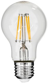 GloboStar® 99006 Λάμπα LED Long Filament E27 A60 Γλόμπος 6W 600lm 360° AC 220-240V IP20 Φ6 x Υ10.5cm Θερμό Λευκό 2700K με Διάφανο Γυαλί - Dimmable - 3 Χρόνια Εγγύηση