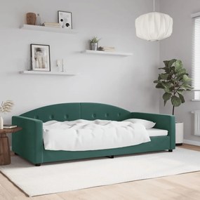 vidaXL Καναπές Κρεβάτι Σκούρο Πράσινο 100 x 200 εκ. Βελούδινος