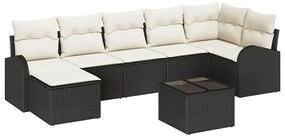 vidaXL Σετ Καναπέ Κήπου με μαξιλάρι 8 pcs Μαύρο Πολυ ράταν