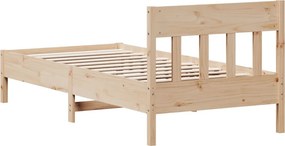 vidaXL Bed Frame Natural 90 x 200 cm Solid Pine Wood, Plywood Slats