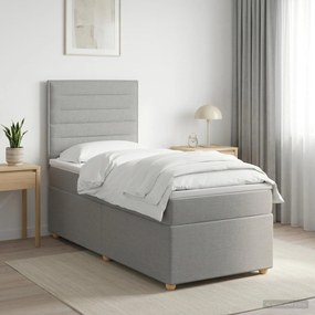 vidaXL Κρεβάτι box spring με στρώμα Ανοιχτό γκρι 100 x 200 cm Ύφασμα