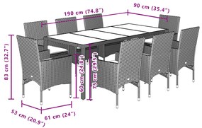 ΣΕΤ ΤΡΑΠΕΖΑΡΙΑΣ ΚΗΠΟΥ 9 ΤΕΜ. ΓΚΡΙ ΣΥΝΘ.ΡΑΤΑΝ/ΓΥΑΛΙ ΜΕ ΜΑΞΙΛΑΡΙΑ 3278578