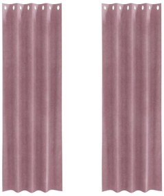 vidaXL Κουρτίνες με κουρτίνες 2 pcs Σκούρο Ροζ 140 x 225 cm Βελούδο