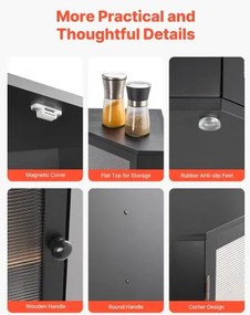 VEVOR Corner Bread Box for Kitchen Counter Double Layer Bamboo Storage Container