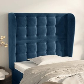 Κεφαλάρι με Πτερύγια Σκούρο Μπλε 83x23x118/128 εκ. Βελούδινο - Μπλε