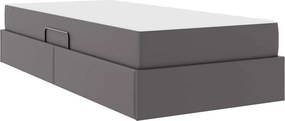 vidaXL Κρεβάτι με αποθηκευτικό χώρο και στρώμα 2 pcs Γκρι Δέρμα