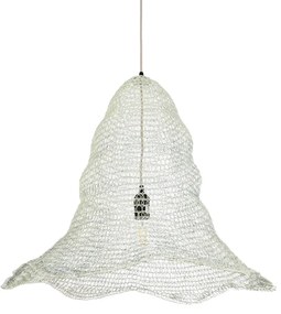 01892 GloboStar® KENTUCKY 01892 Vintage Κρεμαστό Φωτιστικό Πλέγμα Μονόφωτο 1 x E27 IP20 Λευκό Μέταλλο - Μ60 x Π60 x Υ52cm