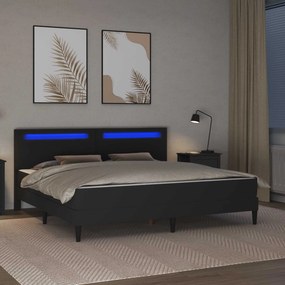 vidaXL Σκελετός κρεβατιού με στρώμα Μαύρο 200 x 200 cm Τεχνητό Δέρμα