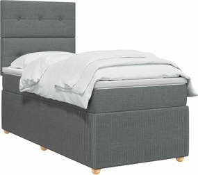 vidaXL Κρεβάτι box spring με στρώμα Σκούρο Γκρι 80 x 200 cm Ύφασμα