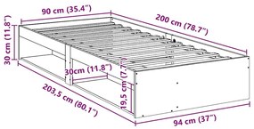 Καναπές Κρεβάτι Χωρίς Στρώμα 90x200 εκ. Μασίφ Ξύλο Πεύκου - Καφέ