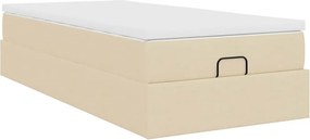 vidaXL Οθωμανικό κρεβάτι με στρώμα Cream 80x200cm ύφασμα