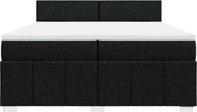 vidaXL Κρεβάτι Boxspring με Στρώμα Μαύρο 200x200 εκ. Υφασμάτινο