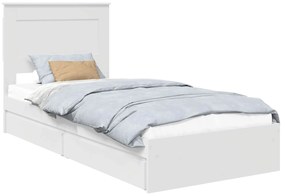 vidaXL Κρεβάτι Αποθήκης Λευκό 90 x 190 cm Επεξεργασμένο ξύλο