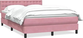 vidaXL Κρεβάτι Boxspring με Στρώμα Ροζ 140x210 εκ. Βελούδινο