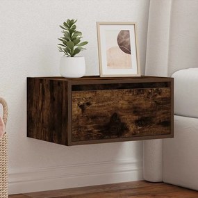 Κομοδίνο Επιτοίχιο με Φώτα LED Καπνιστή Δρυς 860219