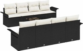 vidaXL Σετ Καναπέ Κήπου 9 pcs Μαύρο Πολυ ράταν