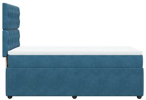 vidaXL Κρεβάτι Boxspring με Στρώμα Μπλε 90x190 εκ. Βελούδινο