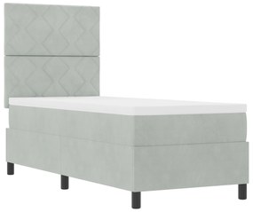 vidaXL Κρεβάτι Box Spring με Στρώμα Ανοιχτό Γκρι 80x200 εκ Βελούδο