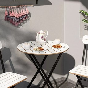 Stewehome Στρογγυλό Bistro Σετ Τραπέζι και Καρέκλες Κήπου / Λευκό
