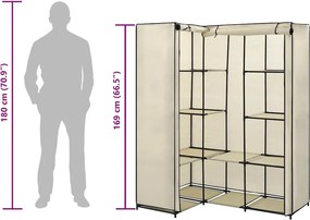 vidaXL Γωνιακή Ντουλάπα Κρεμ 130x87x169 εκ.