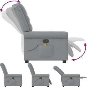 vidaXL Πολυθρόνα Μασάζ Ανακλινόμενη Ανοιχτό Γκρι Υφασμάτινη